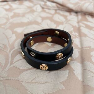Black Leather Wrap Bracelet with Gold Accents By Stella & Dot